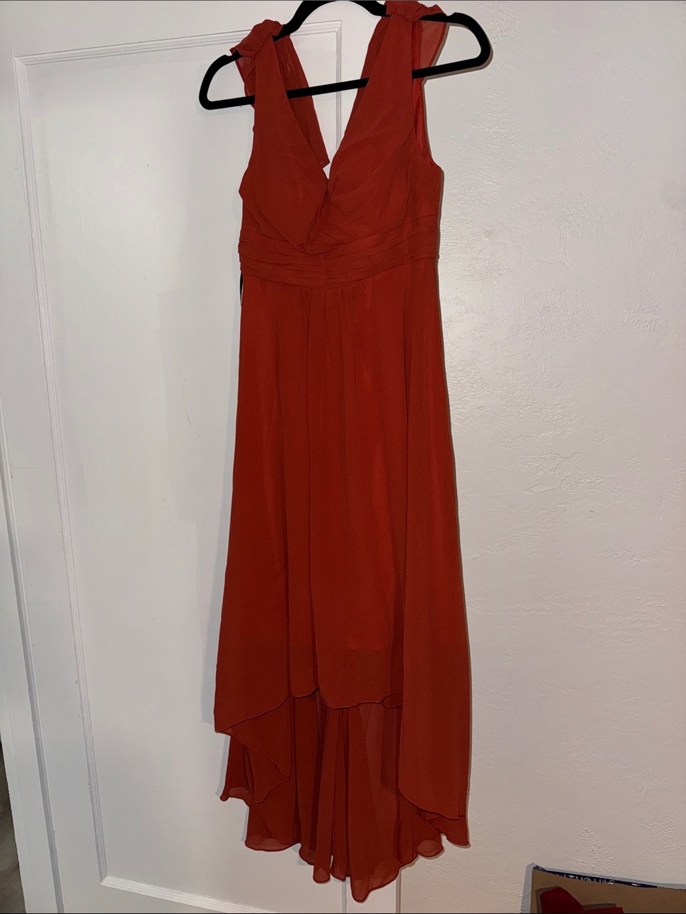 SHEIN Burnt Orange V-Neck Sleeveless High-Low Dress